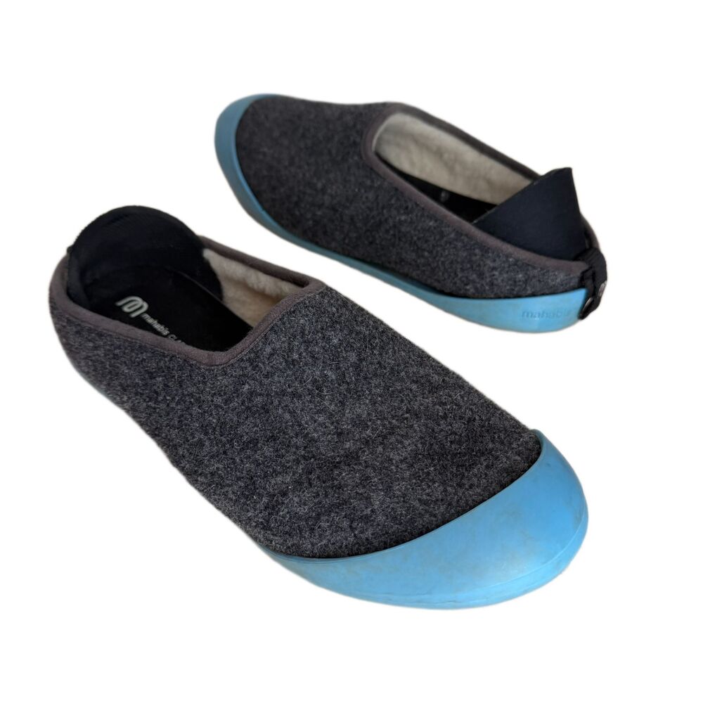 Mahabis Winter Wool Slipper Shoes Euro 40 Gray w Blue Removable Soles 9 9.5 10
